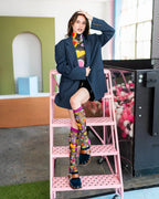 Y2K Hearts Black Sheer Knee High Sock by Sock Candy
