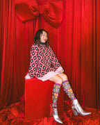 Y2K Hearts Black Sheer Knee High Sock by Sock Candy