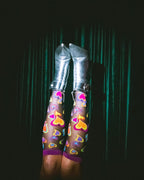 Y2K Hearts Black Sheer Knee High Sock by Sock Candy
