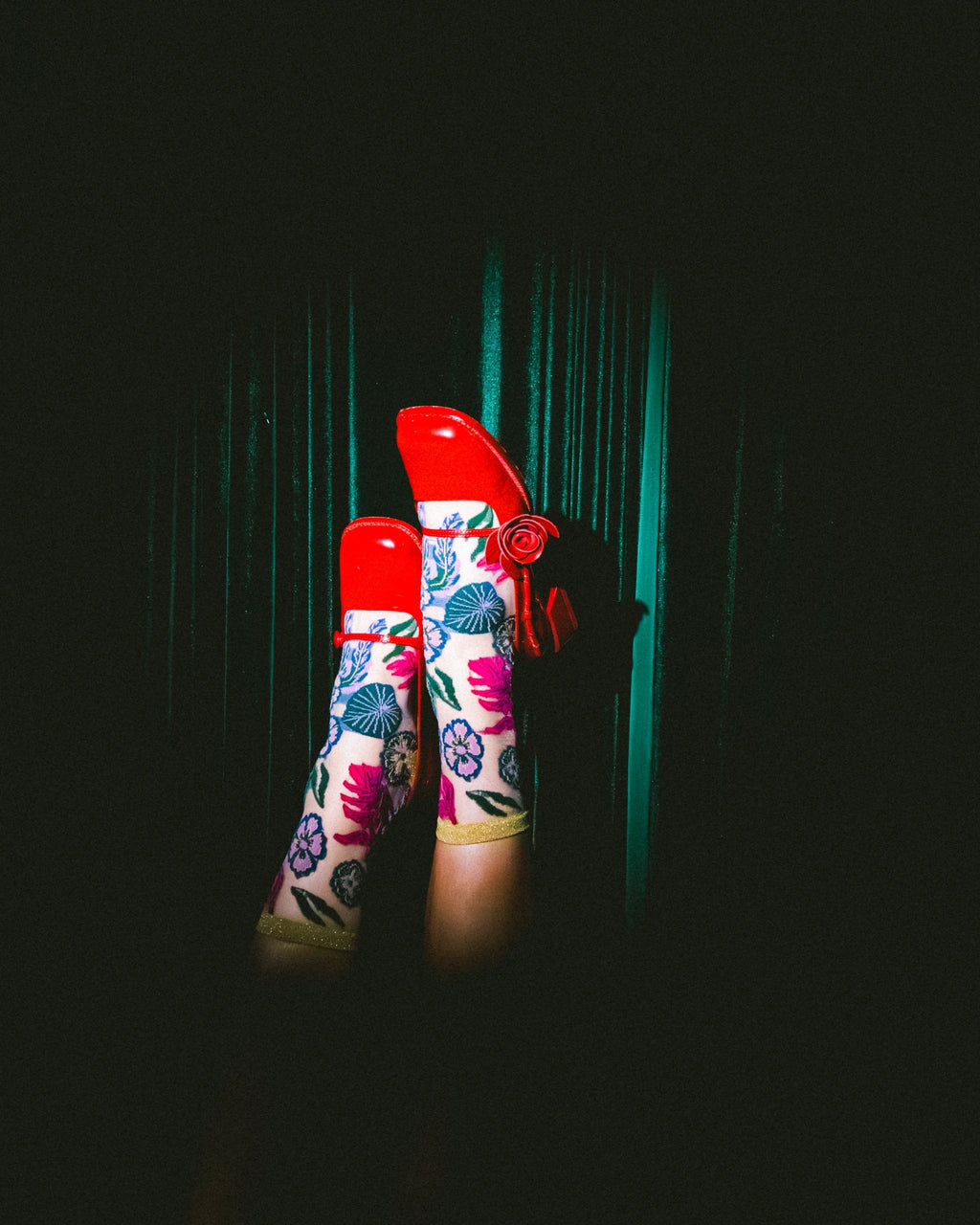 Festive Floral Sheer Crew Sock by Sock Candy