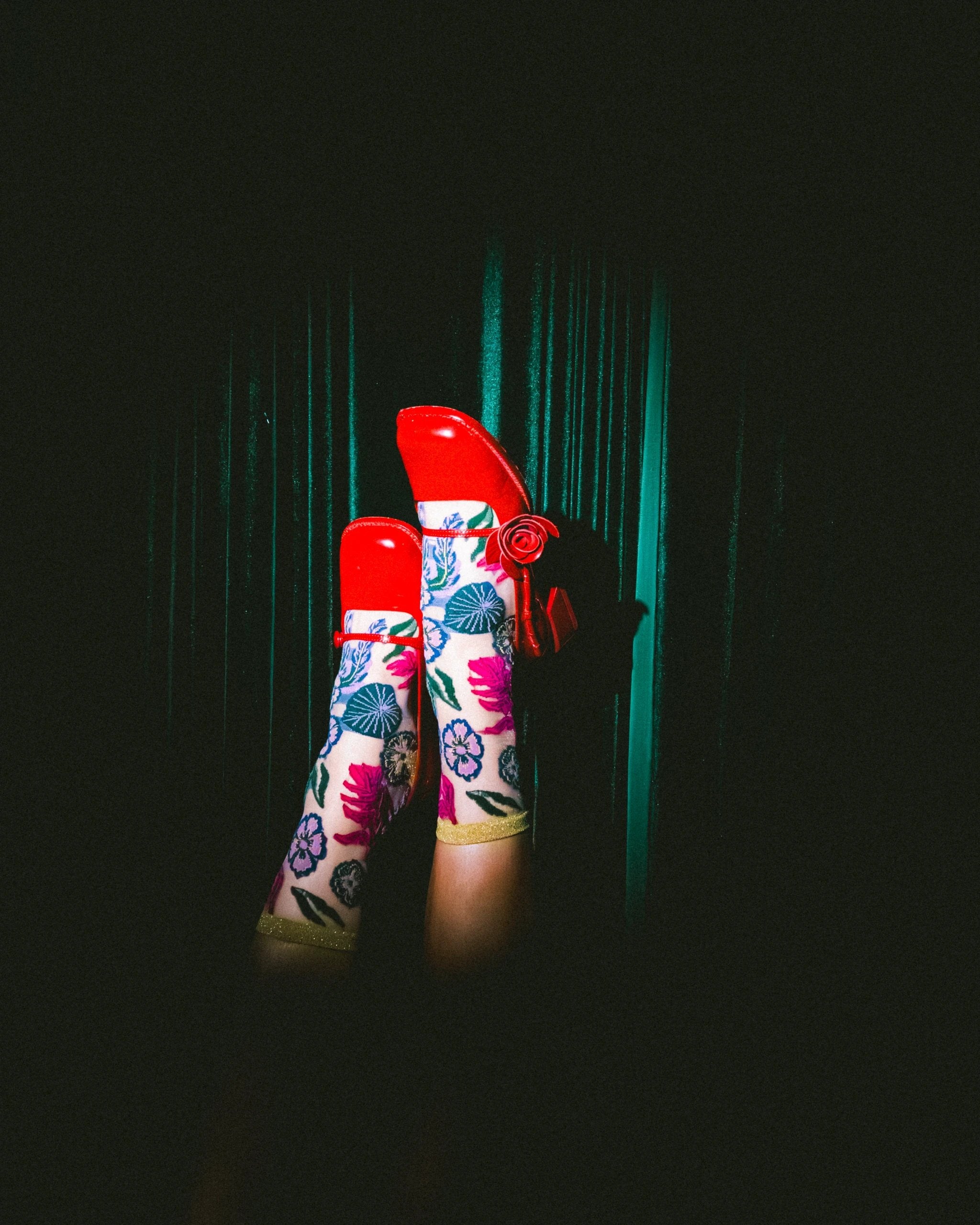 Festive Floral Sheer Crew Sock by Sock Candy