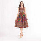 Sorrel Maroon Midi Dress with Embroidered Belt by Raas
