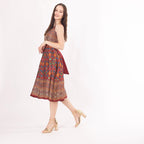 Sorrel Maroon Midi Dress with Embroidered Belt by Raas