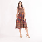 Sorrel Maroon Midi Dress with Embroidered Belt by Raas