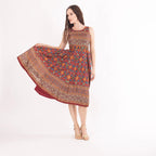 Sorrel Maroon Midi Dress with Embroidered Belt by Raas