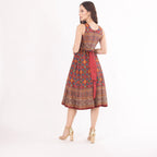 Sorrel Maroon Midi Dress with Embroidered Belt by Raas