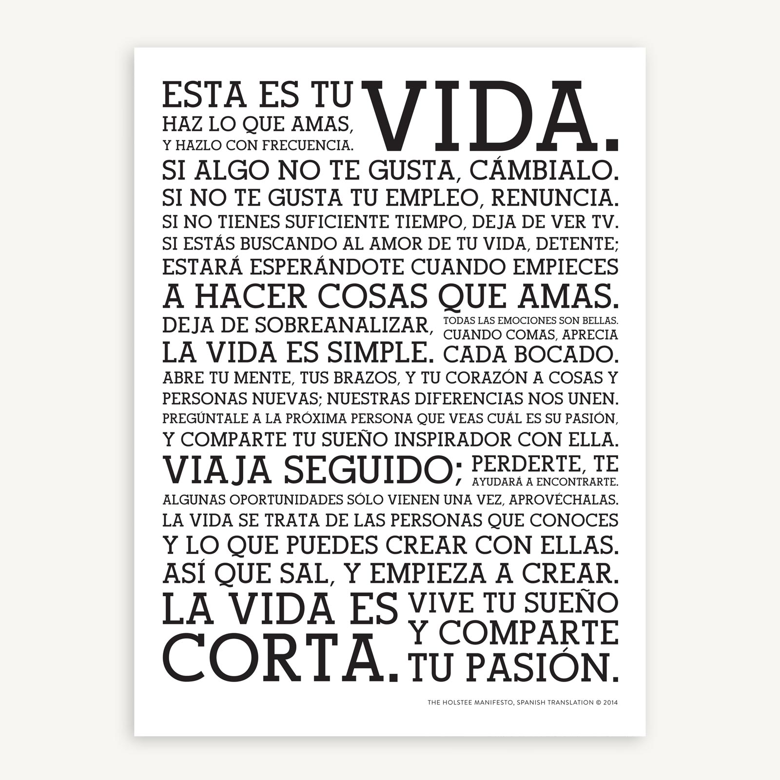 Holstee Manifesto Spanish Poster