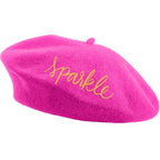 Sparkle Embroidered Beret in Pink by The Bullish Store