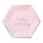 Sprinkles - Pastel Happy Birthday Large Paper Plates (Multi-Color Pack, 18 count) by Harlow & Grey