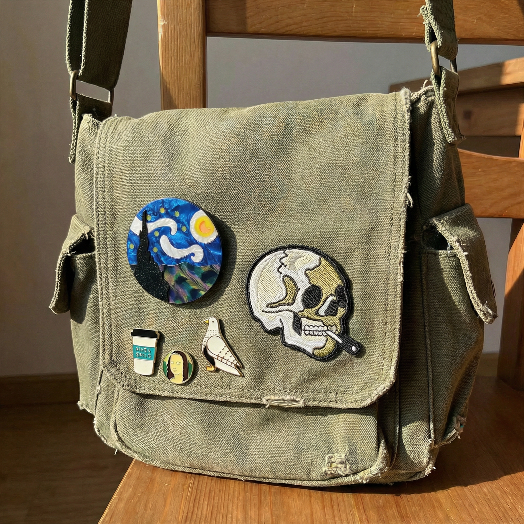 Starry Night Van Gogh Inspired Acetate Large Format Pin Brooch