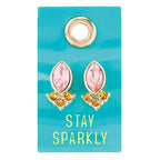 Stay Sparkly Gemstone Leather Tag Earrings by The Bullish Store