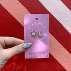 Stay Wild Moon Child Stud Earrings | Mismatched Moon and Star Earrings | Gift for Her by The Bullish Store