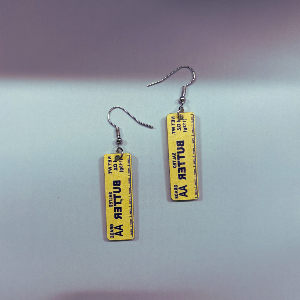 Stick of Salted Butter Earrings | Cute Acrylic Food Jewelry Gift for Bakers & Food Lovers
