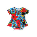 Summer Floral Bumble Bee Baby Girl Short Sleeve Bodysuit Dress