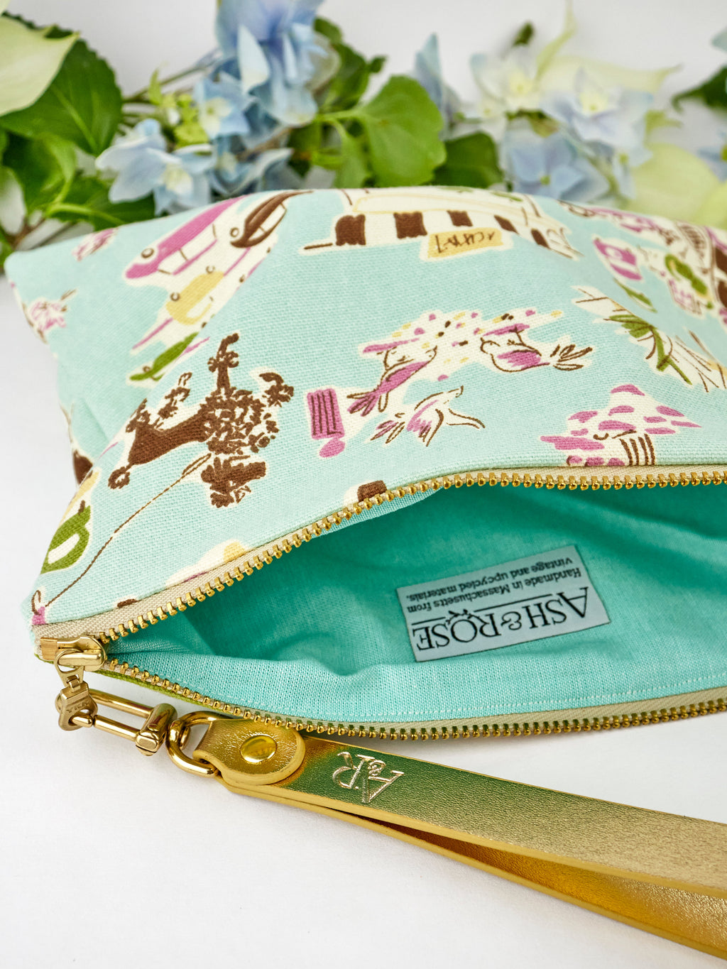 Summertime in Paris Wristlet Aqua