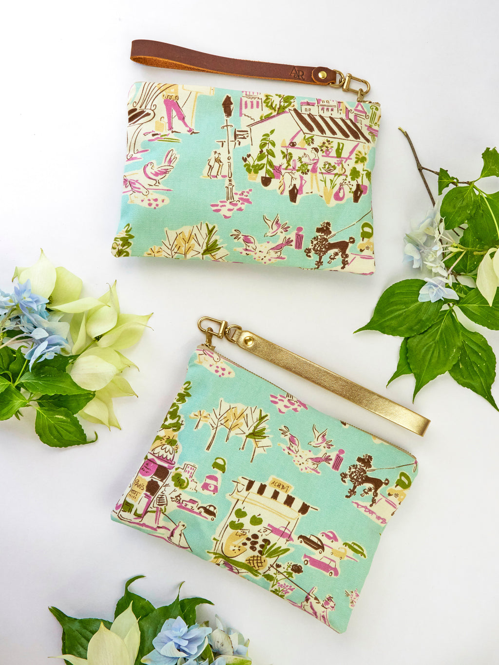 Summertime in Paris Wristlet Aqua