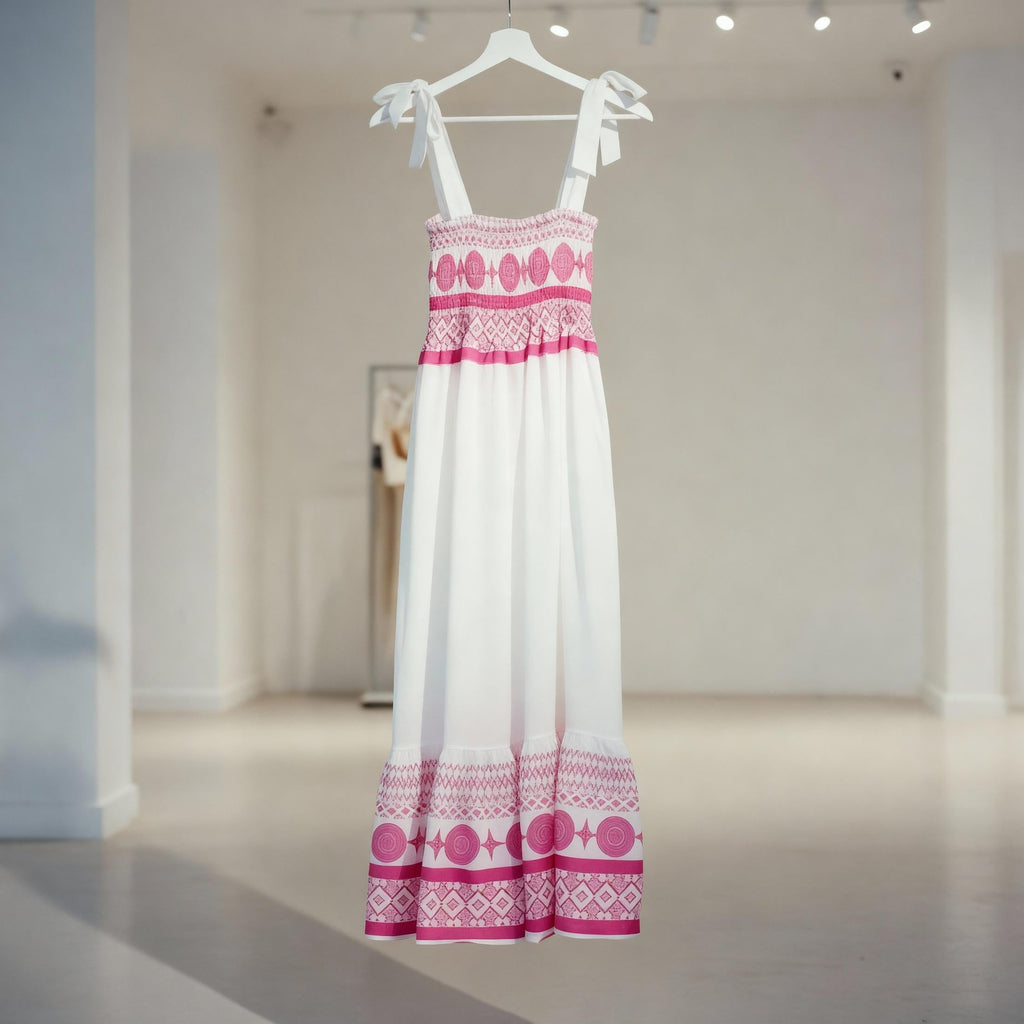 Sweet Bandage Slip Boho Print Dress in Red and White [Available in M-L]