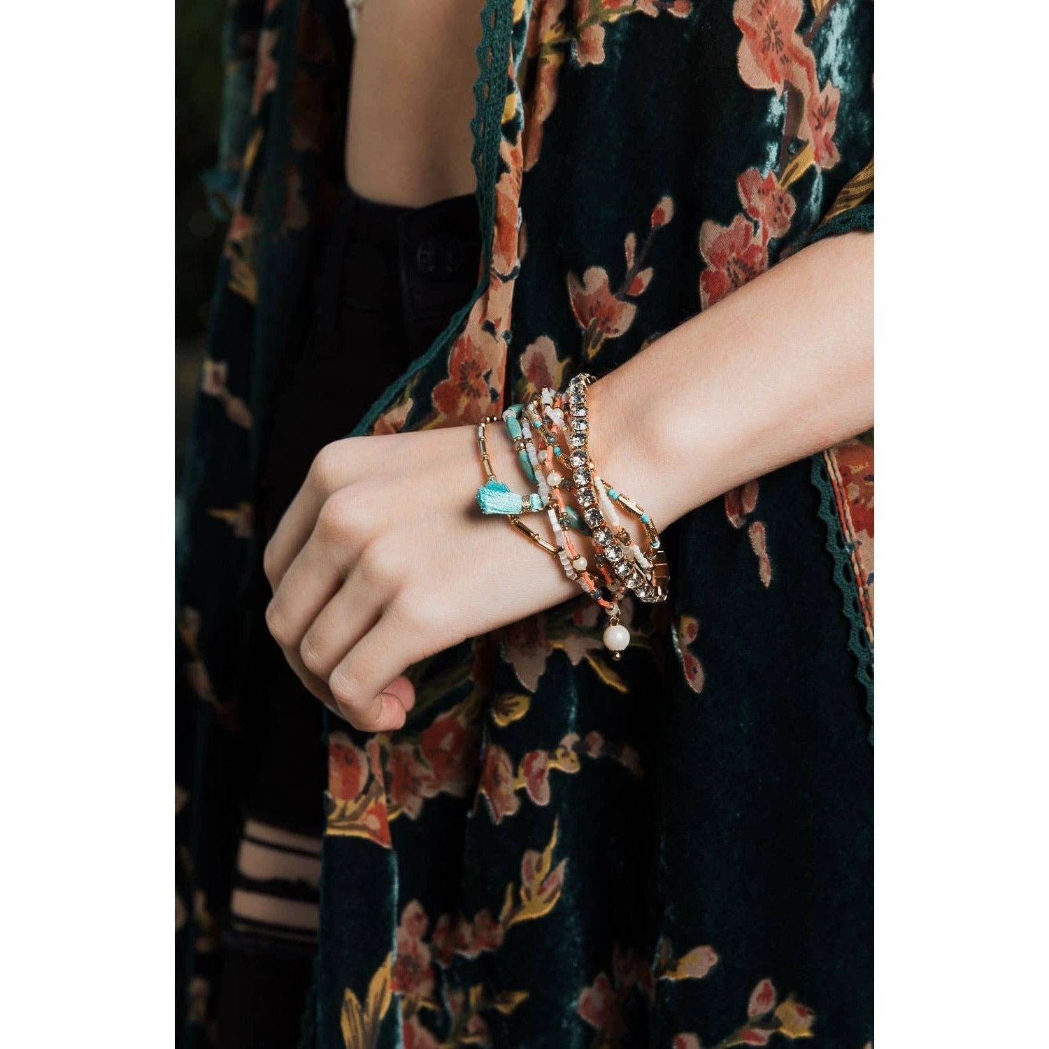 Sweet Pastel Studded Beads Layered Bracelet | Beads and Studs Bohemian Inspired Jewelry Bracelets La Vie Bien