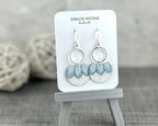 Sweet Blue and Silver Earrings with Floral Leaf Print by Gracie Nicole