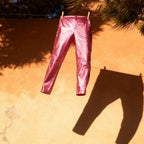 Synthetic Leather Metallic-Accented Slim-Fit Trouser in Pink by The Bullish Store