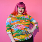 Landscape Print 3/4 Sleeve Tee in Rainbow Farm by Blue Platypus Clothing