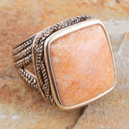 Yellow Agate and Golden Statement Ring