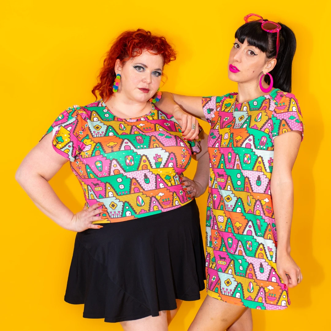 8-Bit A-Frames Tunic in Bright Day by Blue Platypus Clothing