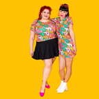 8-Bit A-Frames Cropped Tulip Sleeve in Bright Day by Blue Platypus Clothing