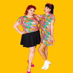 8-Bit A-Frames Cropped Tulip Sleeve in Bright Day by Blue Platypus Clothing