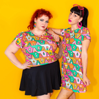 8-Bit A-Frames Cropped Tulip Sleeve in Bright Day by Blue Platypus Clothing