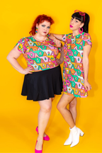 8-Bit A-Frames Cropped Tulip Sleeve in Bright Day by Blue Platypus Clothing