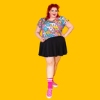 8-Bit A-Frames Cropped Tulip Sleeve in Pretty Pastels by Blue Platypus Clothing