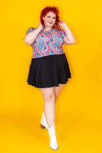 Geode Print Cropped Tulip Sleeve in Aqua Swirl by Blue Platypus Clothing