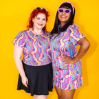 Geode Print Cropped Tulip Sleeve in Purple Haze by Blue Platypus Clothing