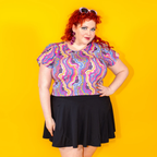 Geode Print Cropped Tulip Sleeve in Purple Haze by Blue Platypus Clothing