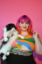 Landscape Tulip Sleeve Tee in Rainbow Farm by Blue Platypus Clothing