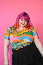 Landscape Tulip Sleeve Tee in Rainbow Farm by Blue Platypus Clothing