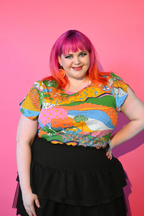 Landscape Tulip Sleeve Tee in Rainbow Farm by Blue Platypus Clothing