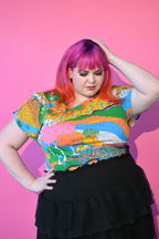 Landscape Tulip Sleeve Tee in Rainbow Farm by Blue Platypus Clothing