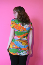 Landscape Tulip Sleeve Tee in Rainbow Farm by Blue Platypus Clothing