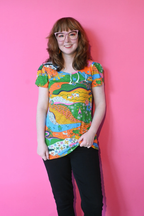 Landscape Tulip Sleeve Tee in Rainbow Farm by Blue Platypus Clothing