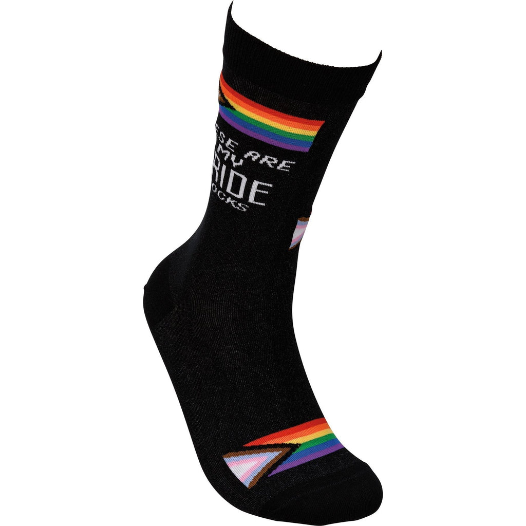 These Are My Pride Socks | LGBTQ+ Rainbow and Black | Gift for Her Him They by The Bullish Store