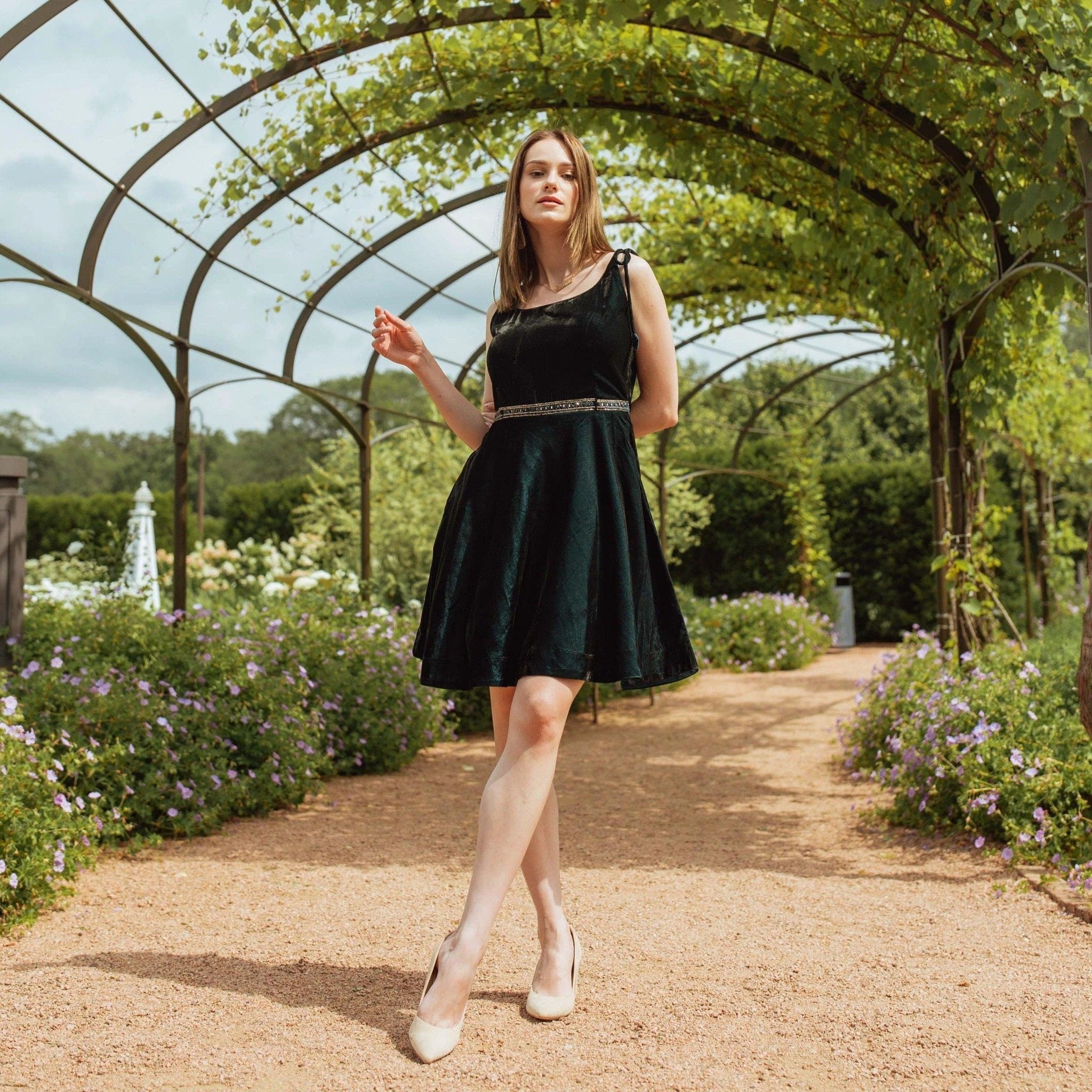 Tia Teal Velvet Short Dress by Raas