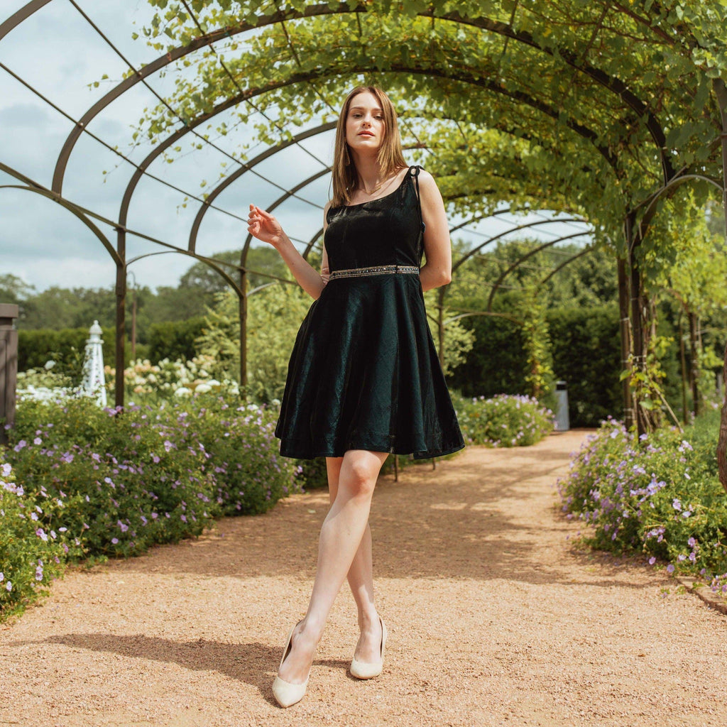 Tia Teal Velvet Short Dress