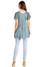 Sakkas Marzia Women's Loose Fit Short Sleeve Casual Tie Dye Batik Blouse Top Tunic