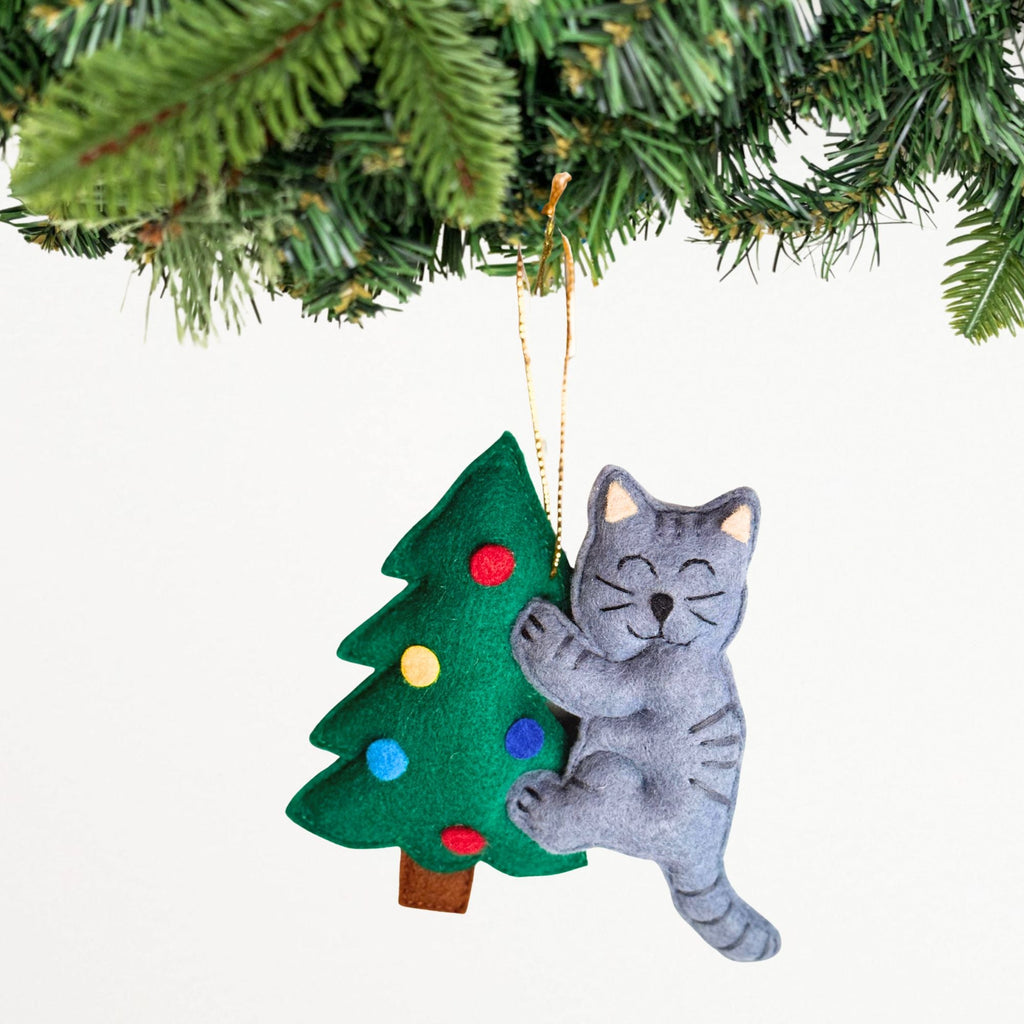 Toppling the Tree Cat Ornament