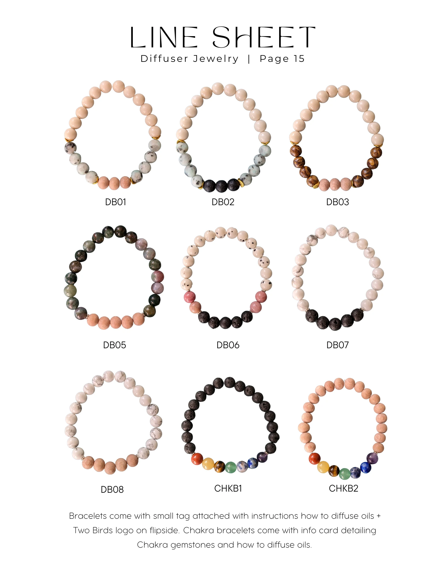 Gemstone Diffuser Bracelet - Oak Jasper + Riverstone + Rosewood by Two Birds Eco Shop