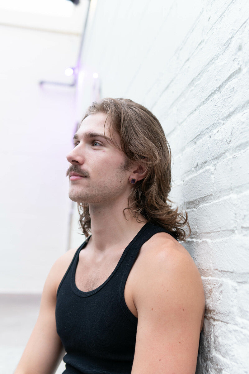 Uncut Amethyst Rectangle Studs