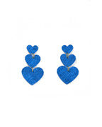 Penny Heart Statement Earrings - Denim