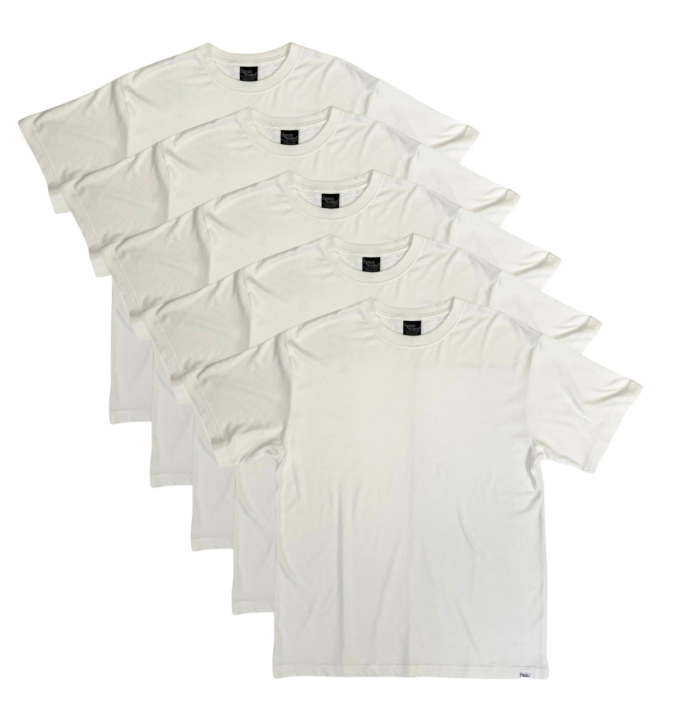Men's Bamboo Viscose/Organic Cotton Short Sleeve T-Shirt Off White Color - 5-Pack by Spun Bamboo